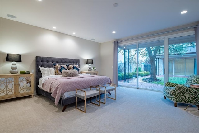 1421 Glenbrook Ter, Nichols Hills, OK 73116 - bedroom with access to exterior, recessed lighting, and light colored carpet