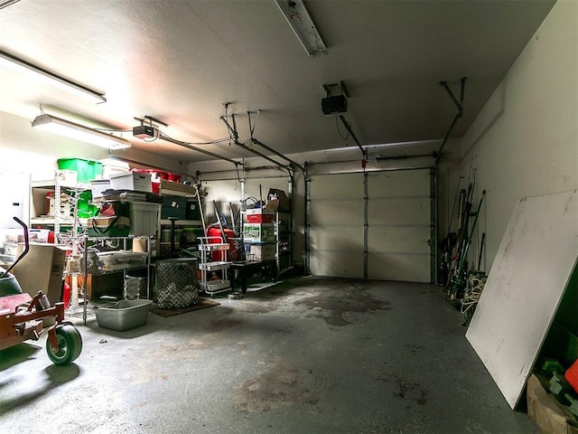 garage with a garage door opener