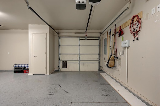 garage with a garage door opener