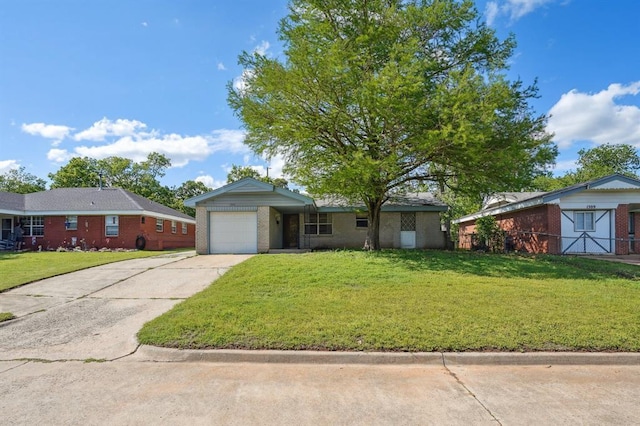 1305 Juniper Cir, Oklahoma City, OK 73110 - single story home with an attached garage, brick siding, a front yard, and concrete driveway