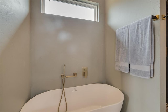 full bath featuring a freestanding tub