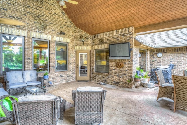 1400 S May Ave, Guthrie, OK 73044 - view of patio with an outdoor living space and a ceiling fan