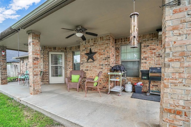 view of patio / terrace with a ceiling fan