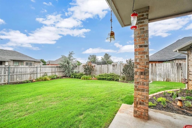 view of yard featuring a fenced backyard
