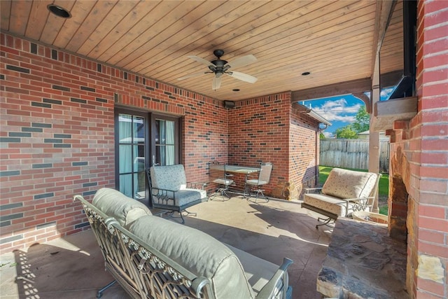 1119 Glenwood Ave, Nichols Hills, OK 73116 - view of patio with fence, ceiling fan, and outdoor lounge area