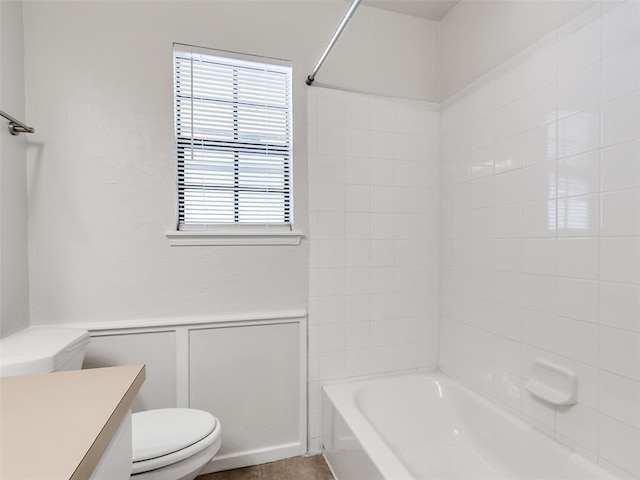 1357 W Cedarbrook Ln, Moore, OK 73170 - full bathroom with toilet, a decorative wall, tub / shower combination, and vanity