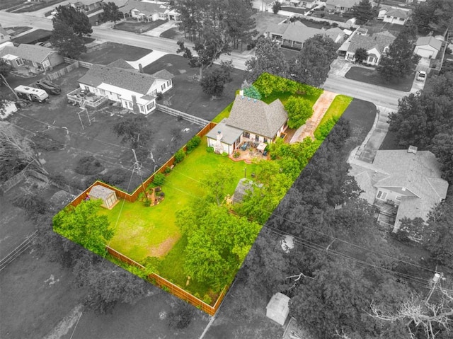 1818 N Union Ave, Shawnee, OK 74804 - aerial perspective of suburban area with property parcel outlined