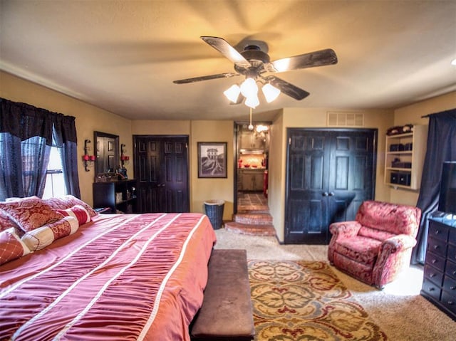 1818 N Union Ave, Shawnee, OK 74804 - carpeted bedroom featuring ceiling fan