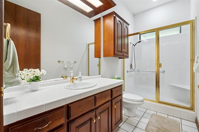 4200 Oakdale Farm Cir, Edmond, OK 73013 - full bath with tile patterned flooring, toilet, a shower stall, and vanity