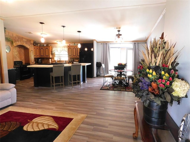 living area featuring light wood-type flooring