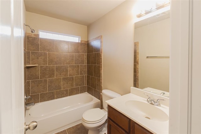 full bath featuring vanity, tile patterned floors, tub / shower combination, and toilet