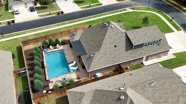 2201 Creek Side Cir, Moore, OK 73160 - aerial view of property and surrounding area featuring a pool area