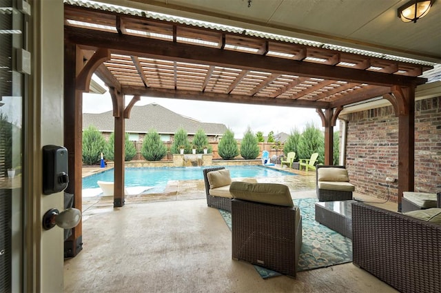 2201 Creek Side Cir, Moore, OK 73160 - outdoor pool featuring a pergola and a patio