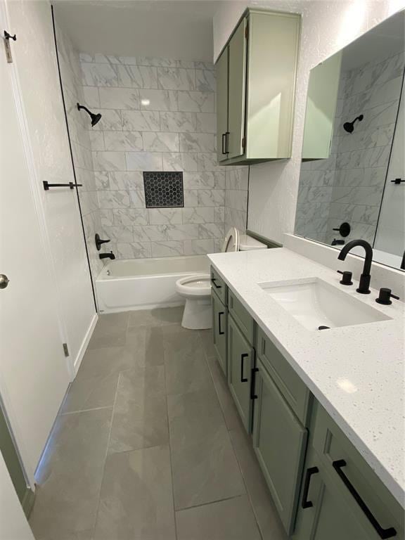 full bathroom with toilet, shower / washtub combination, and vanity