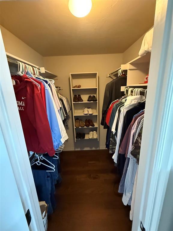 walk in closet featuring wood finished floors