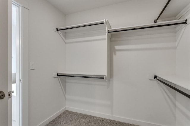 spacious closet with light colored carpet