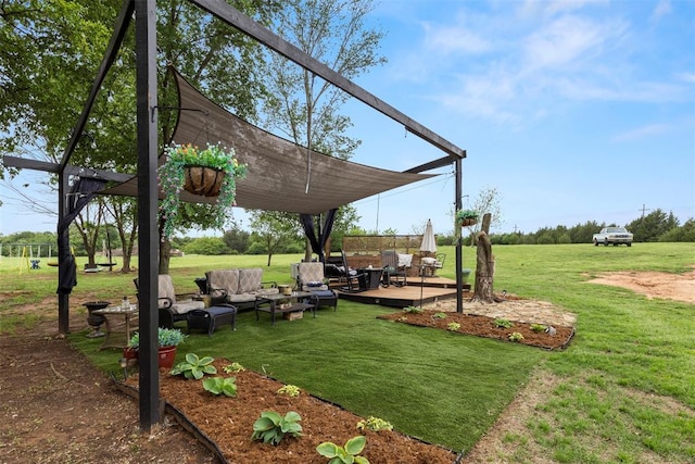 view of yard with an outdoor living space