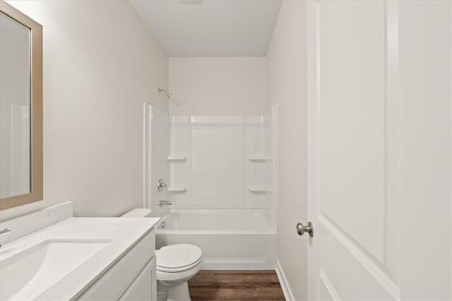 812 Stella Trl, Guthrie, OK 73044 - bathroom with toilet,  shower combination, wood finished floors, and vanity