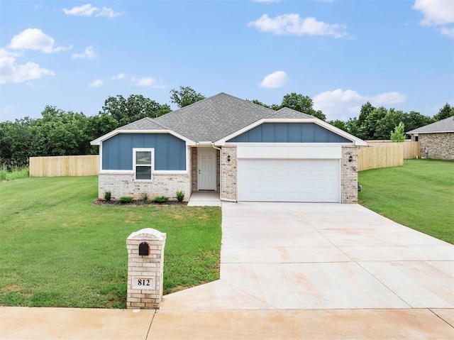 812 Stella Trl, Guthrie, OK 73044 - ranch-style house with a garage, concrete driveway, brick siding, and a shingled roof