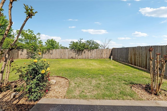 view of yard featuring a fenced backyard