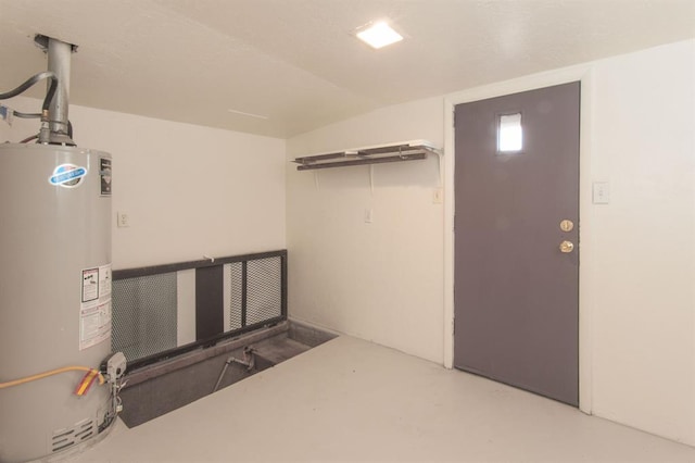 basement featuring gas water heater
