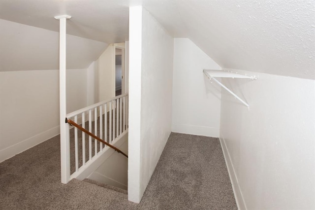spacious closet with vaulted ceiling and carpet