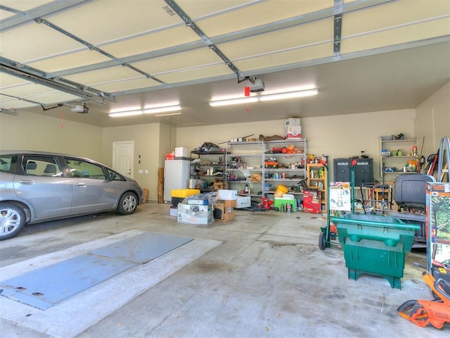 garage with a garage door opener