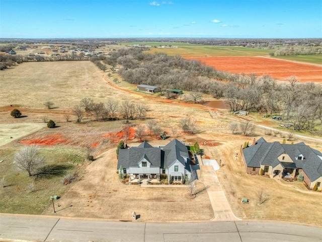 drone / aerial view with a rural view