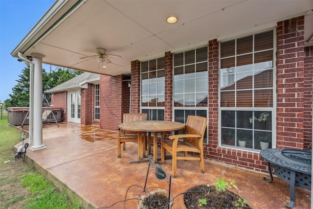 116 Mission Hills Dr, Guthrie, OK 73044 - view of patio / terrace with ceiling fan and outdoor dining space