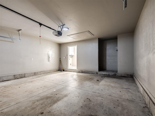 garage with a garage door opener