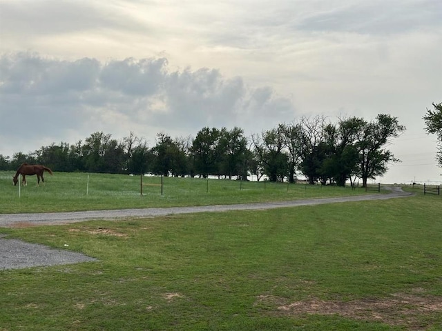 view of home's community featuring a lawn and a rural view