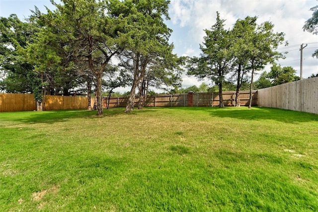 view of yard featuring a fenced backyard