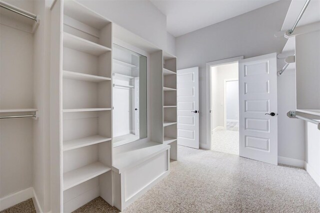 walk in closet featuring carpet flooring