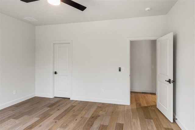 6509 NE 97th St, Oklahoma City, OK 73151 - unfurnished room featuring a ceiling fan, light wood-style flooring, and a smoke detector