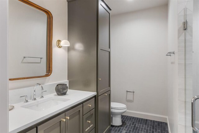 6509 NE 97th St, Oklahoma City, OK 73151 - bathroom featuring tile patterned floors, vanity, and tiled shower