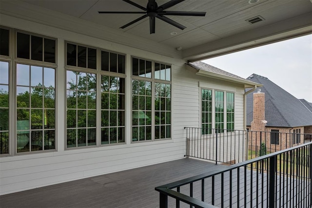6509 NE 97th St, Oklahoma City, OK 73151 - wooden terrace featuring ceiling fan