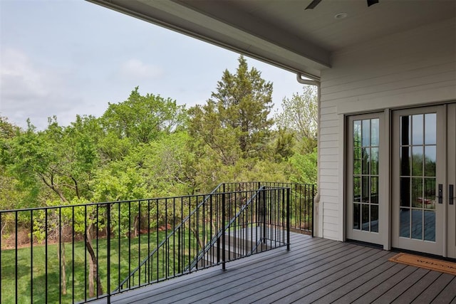 6509 NE 97th St, Oklahoma City, OK 73151 - deck featuring a ceiling fan and a lawn