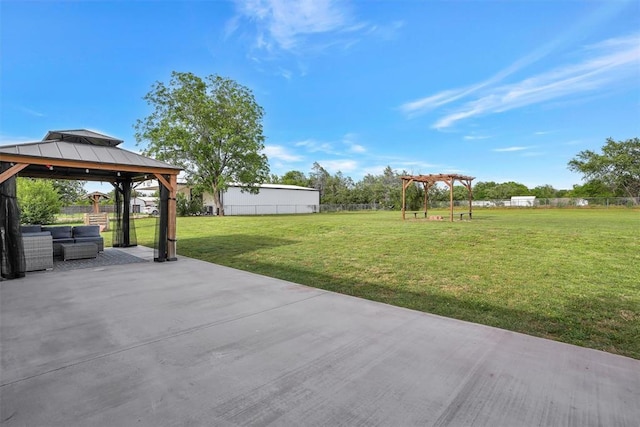 20428 E County Road 1567, Altus, OK 73521 - view of yard with a pergola, an outdoor hangout area, a patio area, and a gazebo