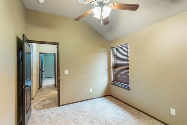 1904 Timber Xing, Yukon, OK 73099 - unfurnished bedroom featuring baseboards, ceiling fan, light carpet, and lofted ceiling