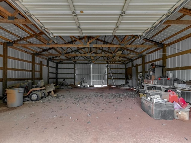 garage featuring metal wall