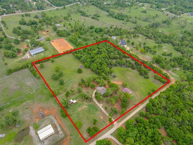 aerial view with a rural view