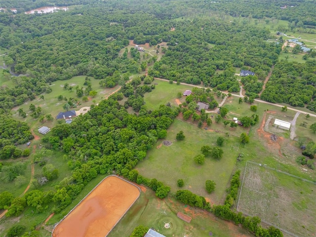 drone / aerial view with a forest view