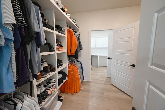 spacious closet with light wood-type flooring