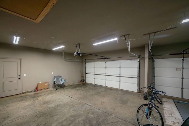 garage with a garage door opener