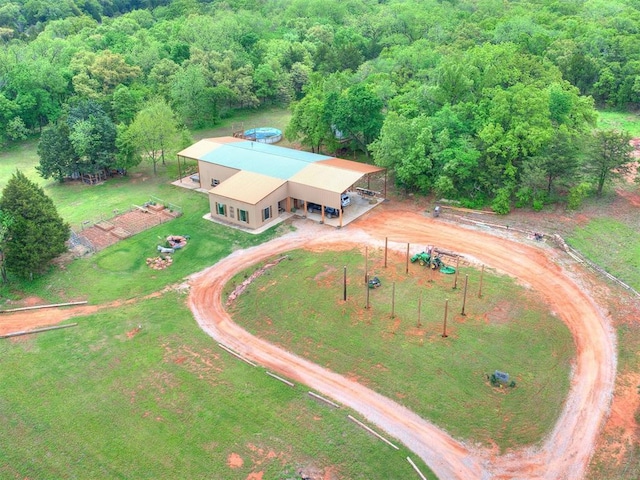 aerial view featuring a forest view