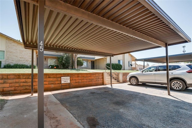 view of covered parking lot