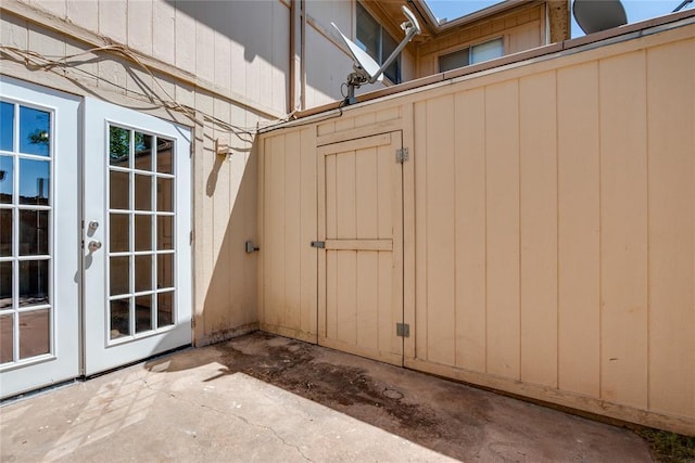 view of patio featuring french doors