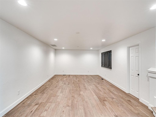 4238 Brookview, Norman, OK 73072 - below grade area with recessed lighting, baseboards, visible vents, and light wood-style flooring