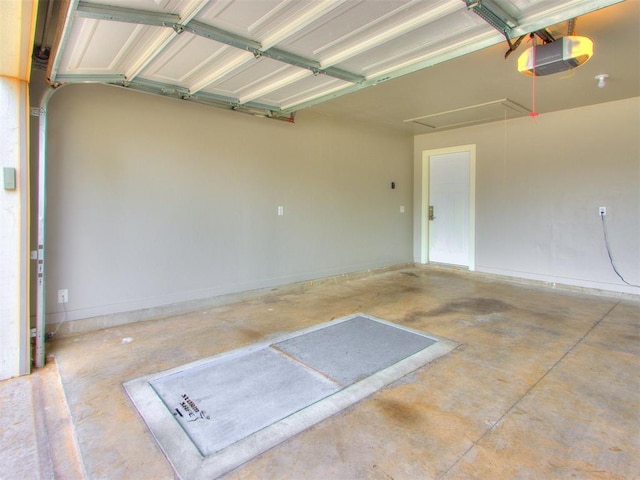 garage with a garage door opener