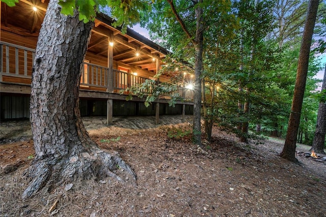view of yard with a deck